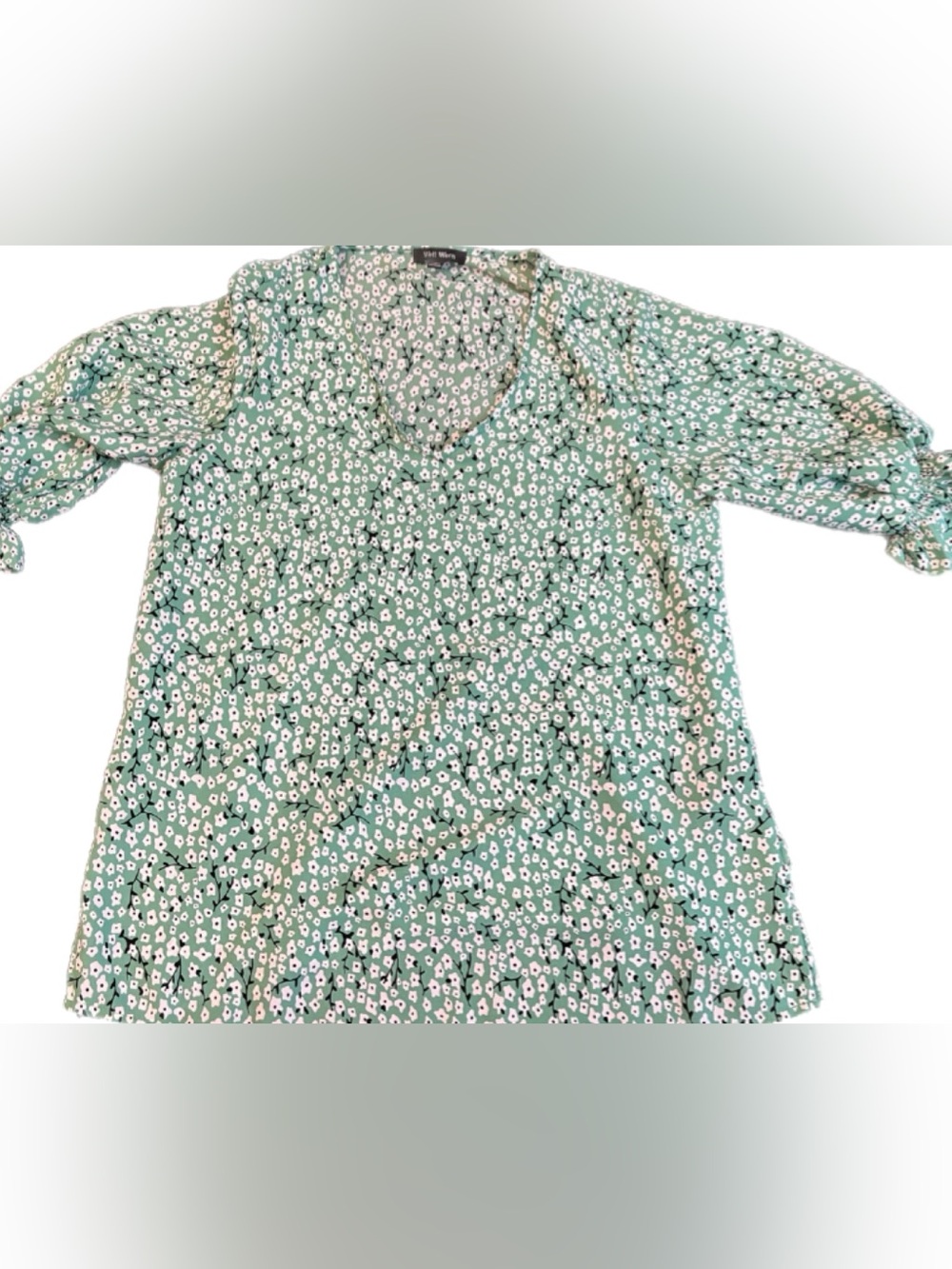 Well Worn Green Floral V-Neck Blouse